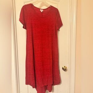 LuLaRoe Carly - Red Asymmetrical High-Low T-Shirt Dress XL